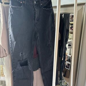Abercrombie & Fitch Black Distressed Straight Leg Jeans